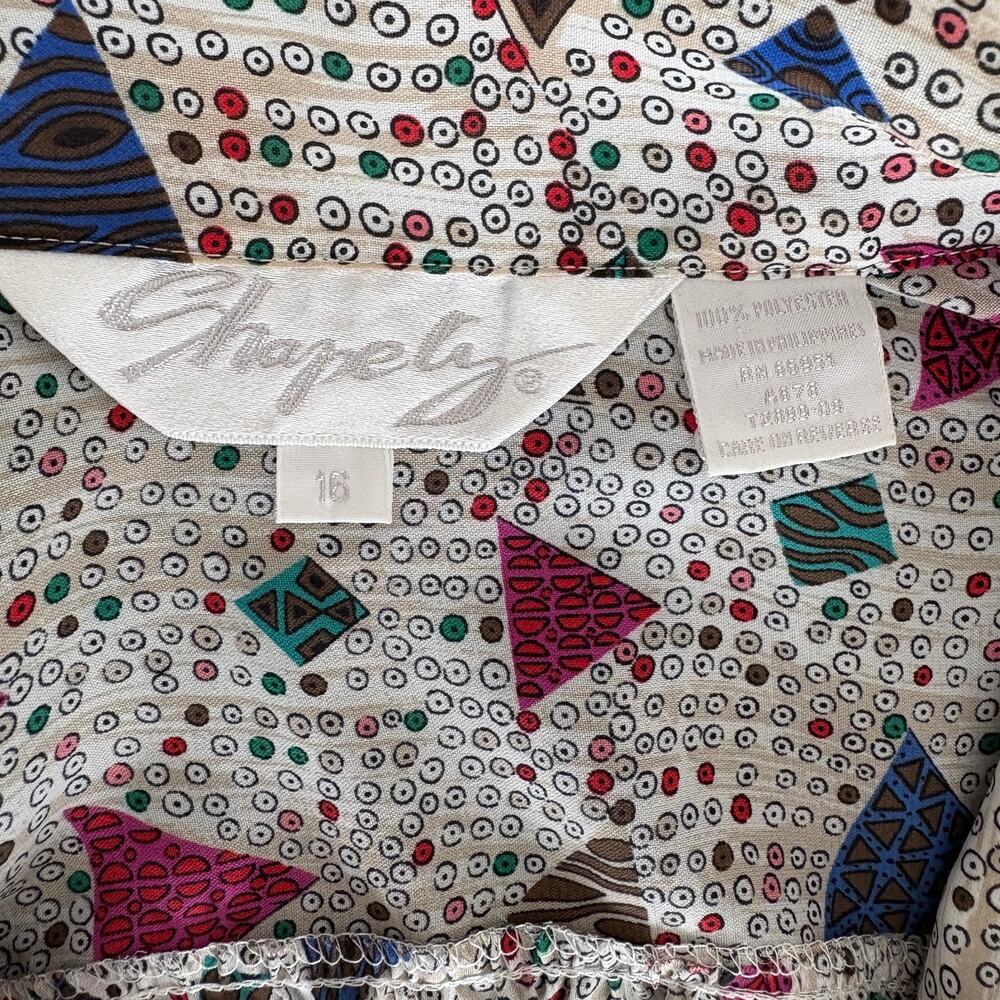 Vintage Triangle Multi Pattern Button Blouse - Wo… - image 4